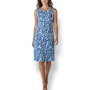 4/$20 Blue Ginger Hawaiian Floral Sleeveless Midi Dress XS Blue Vintage Tropical